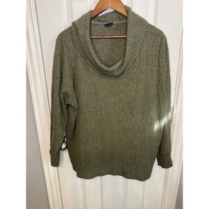Torrid Womens Size 3 Green Waffle Knit Cowl Neck Long Sleeve Sweater